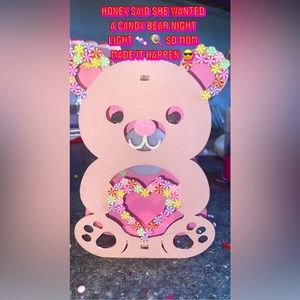 Adorable hand painted pink candy bear nightlight